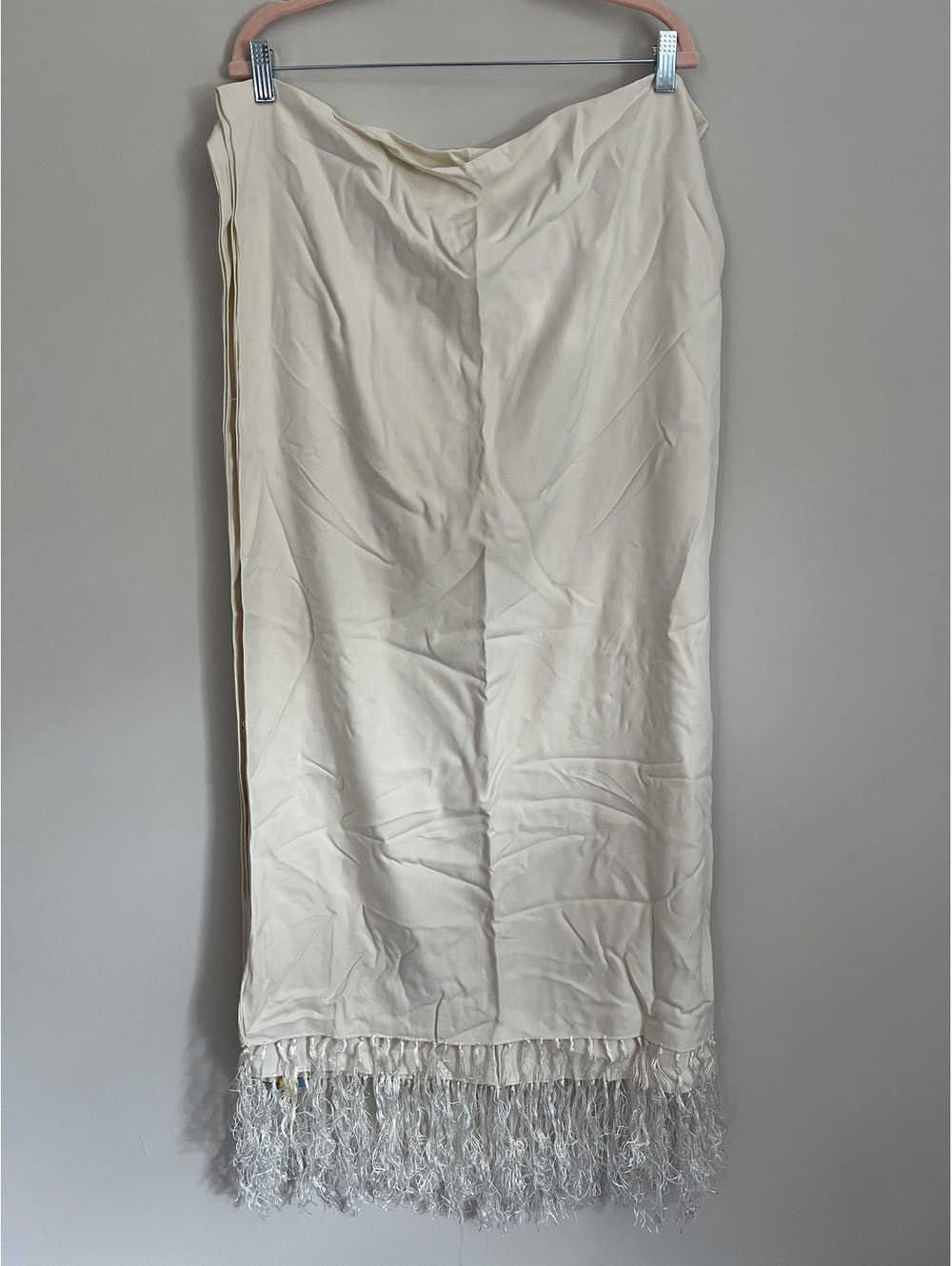Marciano Silk Cream Fringe Scarf Ivory Wrap Lightweight